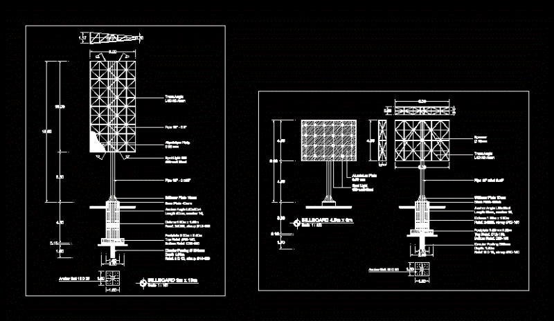 Steel Structure – Billboard DWG Block for AutoCAD