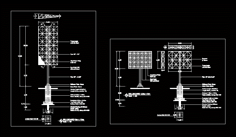 Steel Structure - Billboard DWG Block for AutoCAD 