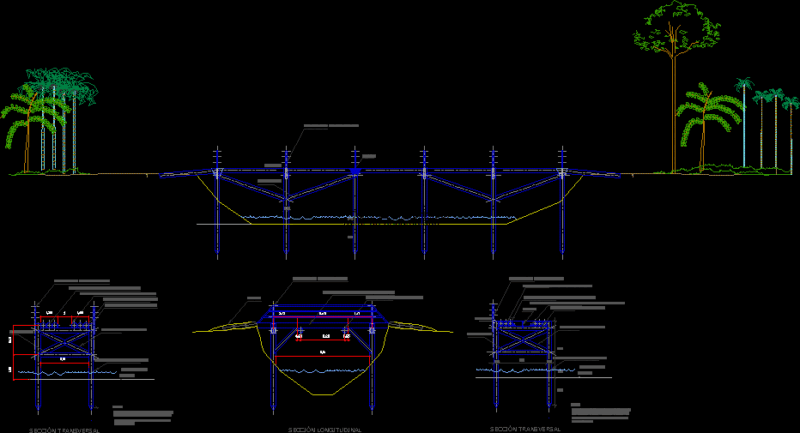 Steel Bridge Over Canyon Las Palomas DWG Block for AutoCAD