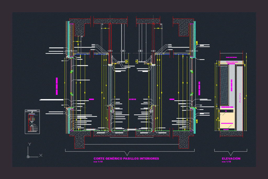 Straightedge Corridor Hospital DWG Block for AutoCAD