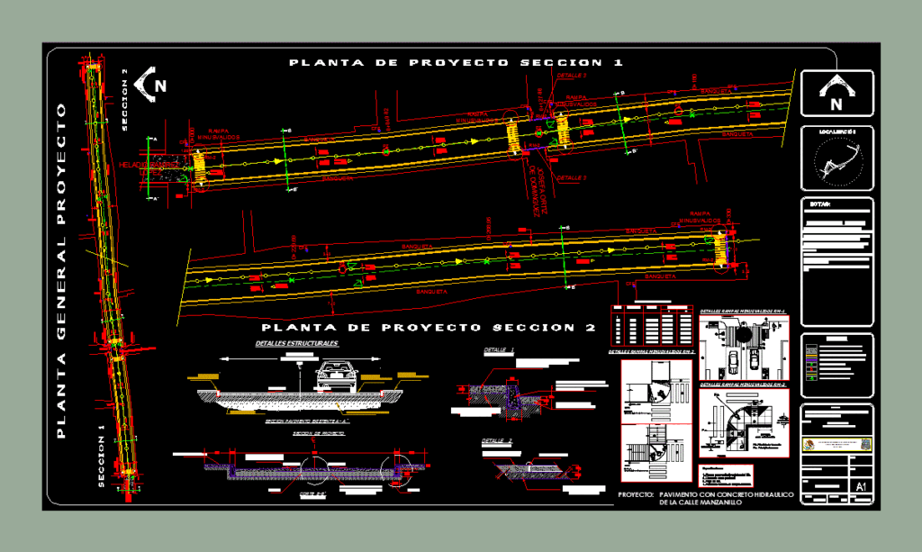 Street Pavement Manzanillo DWG Section for AutoCAD