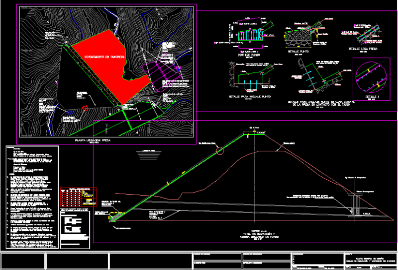 Structural Plans Dam Cesar Colombia DWG Plan for AutoCAD