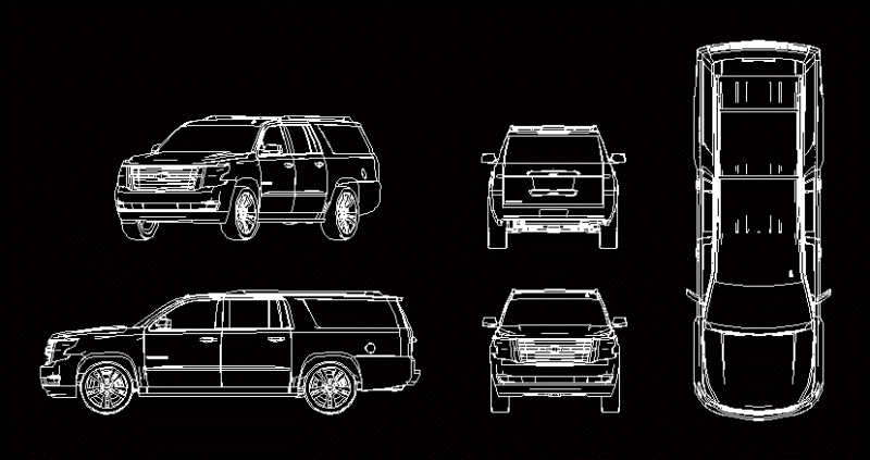 Suburban 2015 2D DWG Block for AutoCAD