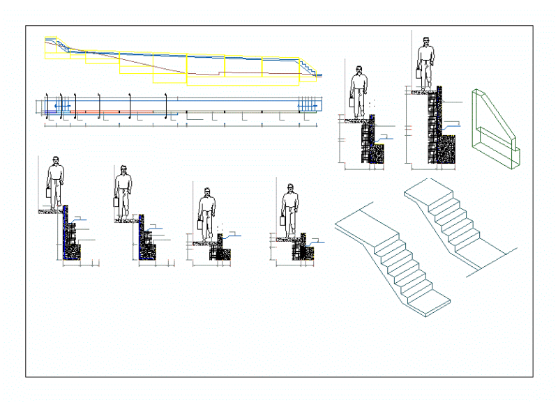 Supporting Walls And Bleachers DWG Detail for AutoCAD