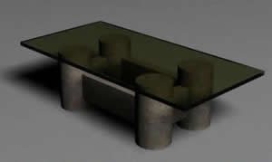 Rectangular Glass Table 3D 3DS Model for 3D Studio Max