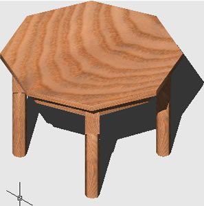 Hexagon Wooden Table 3D DWG Model for AutoCAD