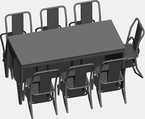 7 Seater Dining Table with Chairs 3D DWG Model for AutoCAD