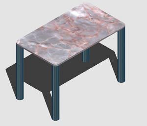 Granite Top Rectangular Table 3D DWG Model for AutoCAD