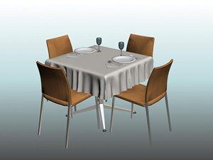Formal Square Dining Table with Utensils 3D MAX Model for 3D Studio Max