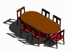 6 Seater Dining Table with Chairs 3D DWG Model for AutoCAD