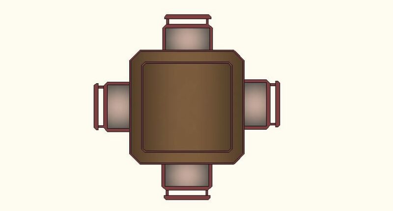 Table With 4 Places DWG Block for AutoCAD