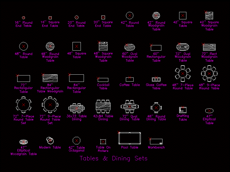 Tables In Plant DWG Block for AutoCAD