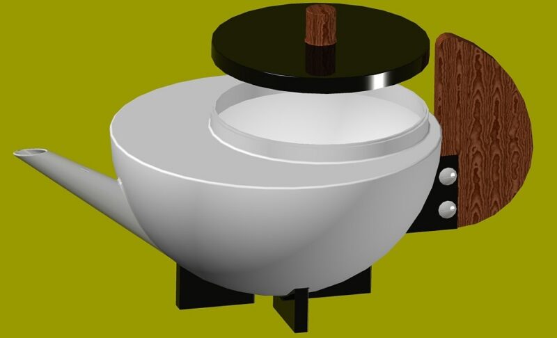 Modern 3D Teapot CAD Model with Applied Materials