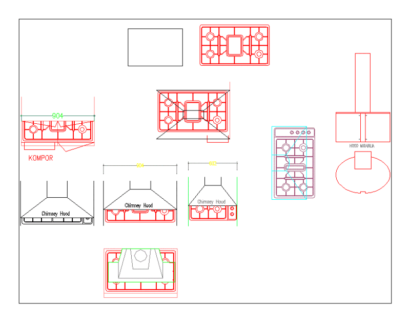 Top And Top View Of Kitchen DWG Block for AutoCAD