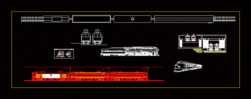 Trains DWG Block for AutoCAD