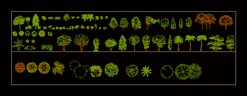 Trees, Shrubs and Pot Plants 2D DWG Block for AutoCAD