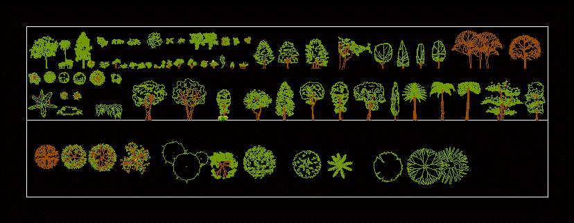 Trees, Shrubs and Pot Plants 2D DWG Block for AutoCAD • Designs CAD
