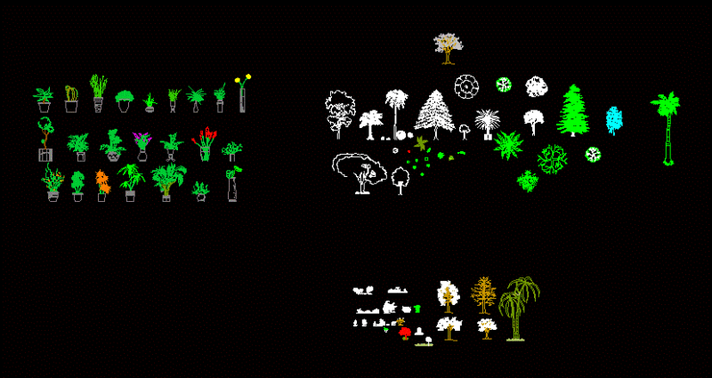Trees, Plants 2D DWG Detail for AutoCAD