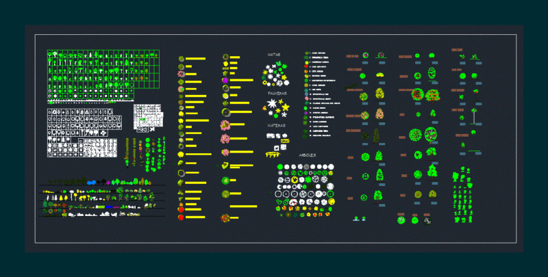 Trees, Shrubs And Plants 2D DWG Detail for AutoCAD