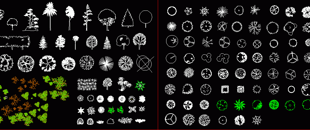 Trees, Shrubs and House Plants 2D DWG Block for AutoCAD • Designs CAD