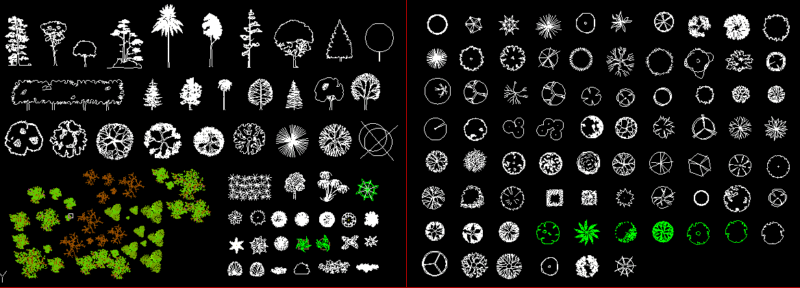 Trees, Shrubs and House Plants 2D DWG Block for AutoCAD