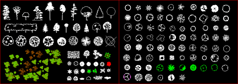 Trees, Shrubs and House Plants 2D DWG Block for AutoCAD