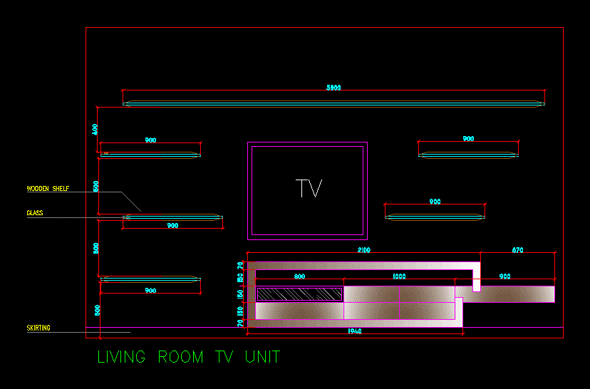 Tv Unit DWG Block for AutoCAD • Designs CAD