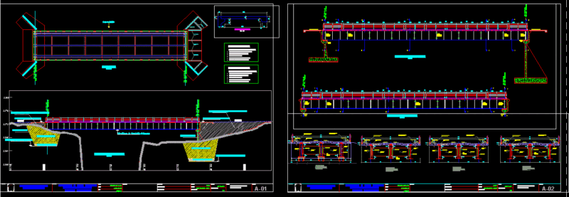 Two Way Road Bridge DWG Block for AutoCAD
