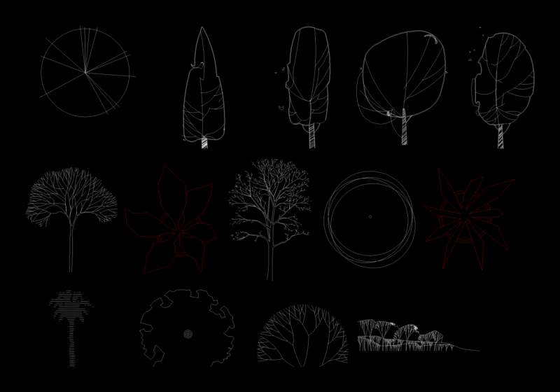 2D Vegetation CAD Blocks: Trees and Plants in Plan and Elevation