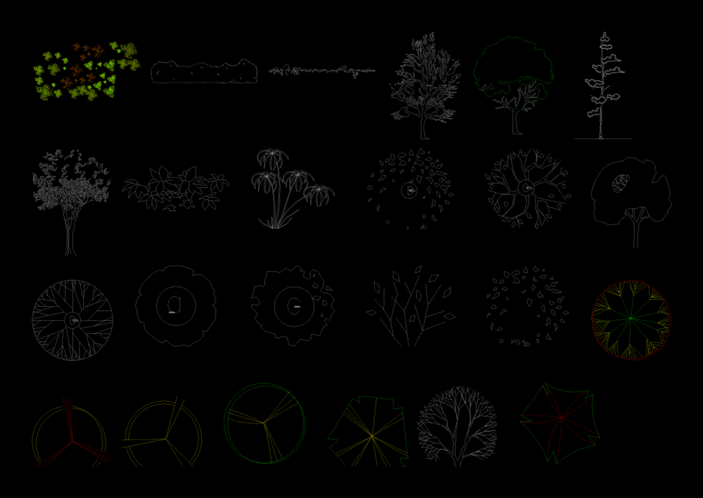 Trees and Shrubs 2D DWG Block for AutoCAD