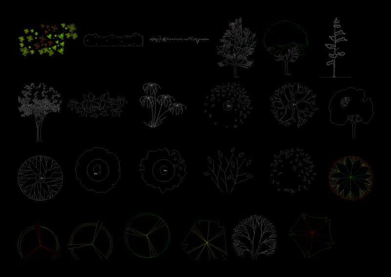 Trees and Shrubs 2D DWG Block for AutoCAD