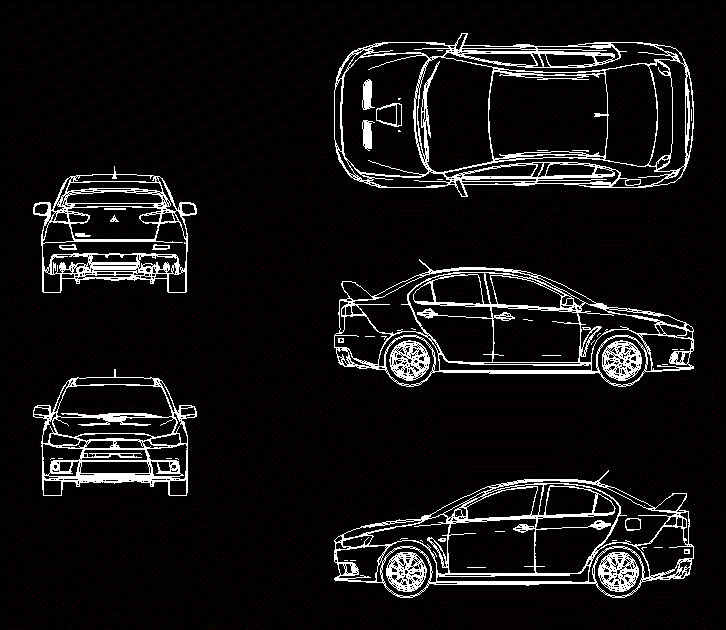 Vehicle - Lancer Evo X 2014 2D DWG Plan for AutoCAD • Designs CAD