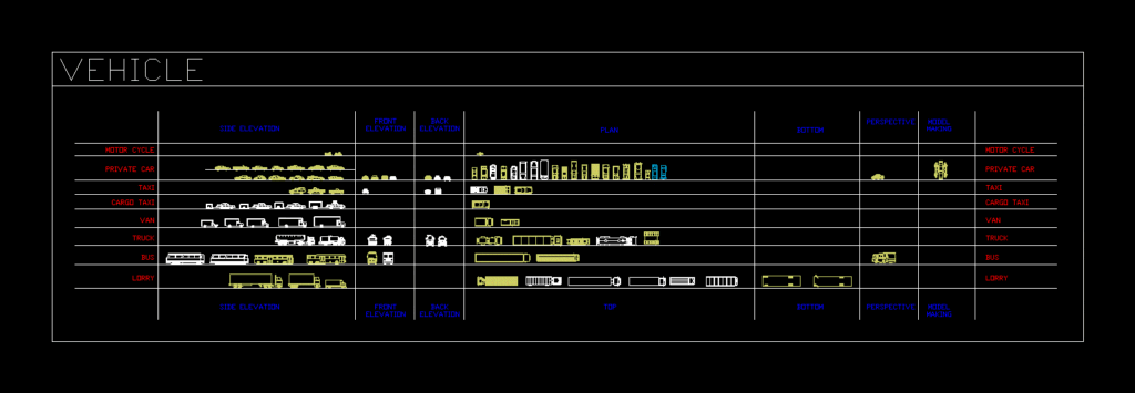 Vehicles Cad DWG Block for AutoCAD