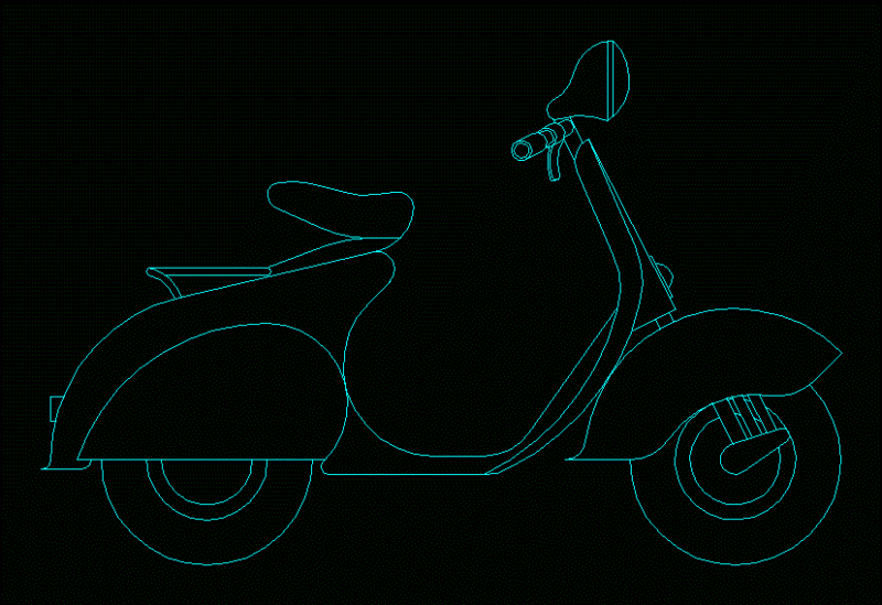 Vespa Motorcycle 2D DWG Elevation for AutoCAD