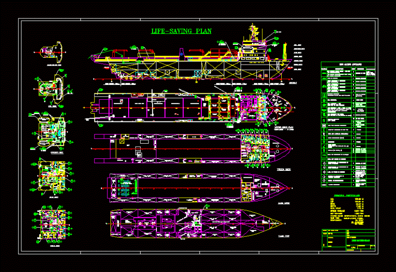 Vessels Position DWG Section for AutoCAD