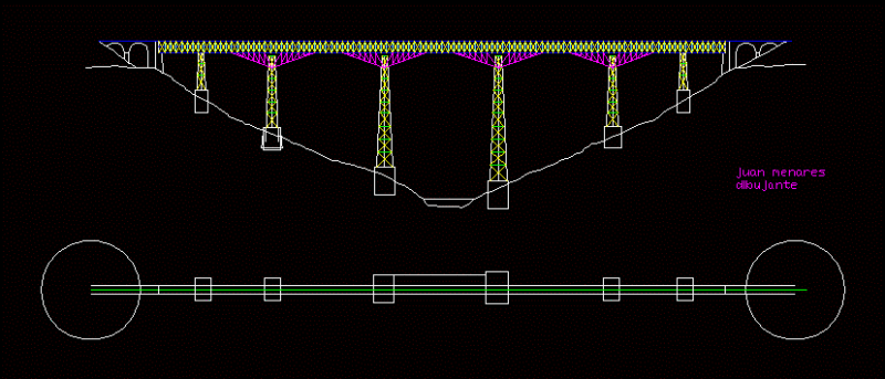 Viaducto Malleco Schematic DWG Elevation for AutoCAD