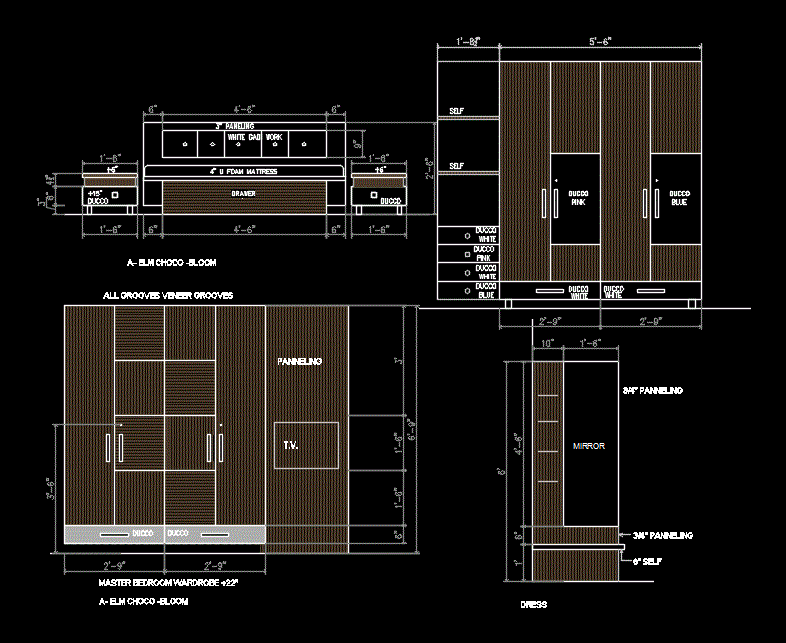 Wardrobe Details DWG  Plan  for AutoCAD  Designs CAD