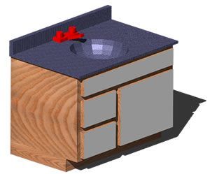 Washbasin With Cupboard and Drawers 3D DWG Model for AutoCAD