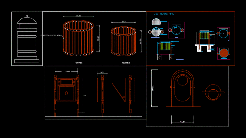 Waste Container Trash Can 2D DWG Block for AutoCAD