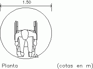 Disabled Person in Wheelchair 360 Degree Turning Radius 2D DWG Block for AutoCAD