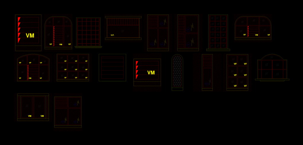 Windows Blocks 2D DWG Block for AutoCAD