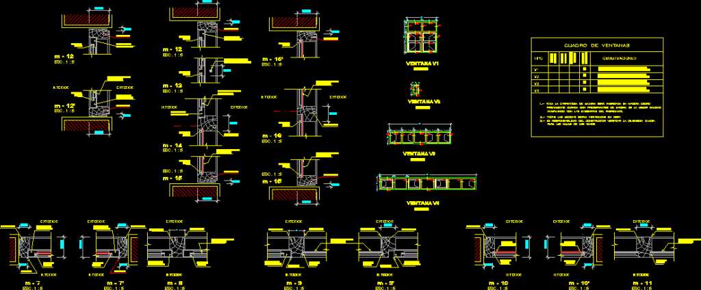 Windows In Cedar Wood With Carpentry Details DWG Plan for AutoCAD