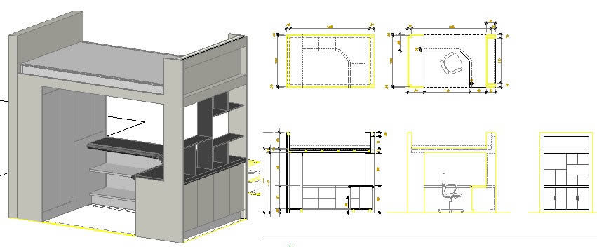 Wood Bunk Bed DWG Block for AutoCAD â€¢ Designs CAD