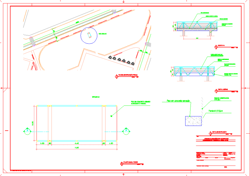 Wooden Bridge Over Stream DWG Detail for AutoCAD