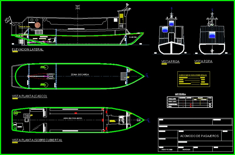Wooden River Boat, Passenger Berths, Peru DWG Block for AutoCAD