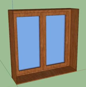 Wooden Window – Double Glass – 3D SKP Model for SketchUp