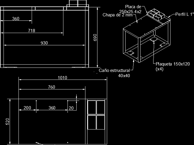 Work Table With Plates For Wheels DWG Block for AutoCAD 