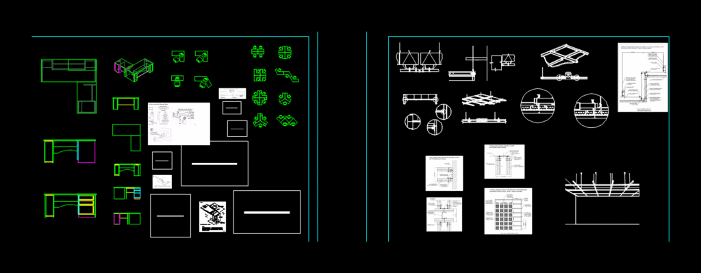 Workstation; False Ceiling; Wadrobe DWG Plan for AutoCAD