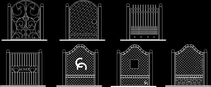 Wrought Iron Gate Grills–Various Designs DWG Block for AutoCAD