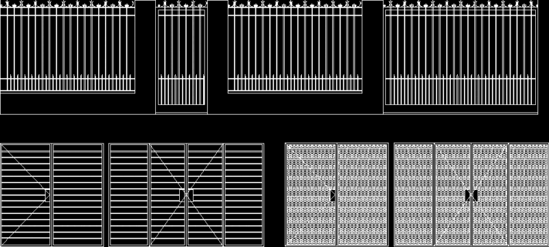 Wrought Iron Security Gates–Various Styles DWG Plan for AutoCAD
